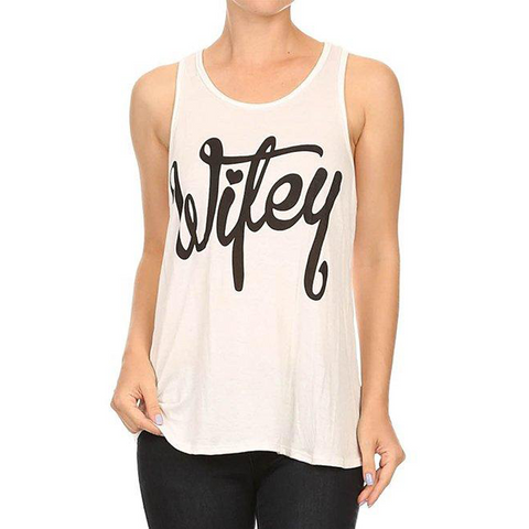 Ivory Wifey Graphic Scoop Neck Tank Top - Yourbosslady