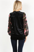A Floral Moment Velvet & Chiffon Tunic Top - Yourbosslady