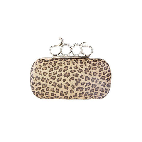 Hot Spots Leopard clutch with Snake knuckle ring - Yourbosslady