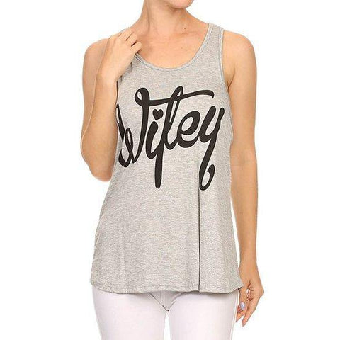 Heather Grey Wifey Graphic Scoop Neck Tank Top - Yourbosslady